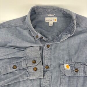 Carhartt Mens Relaxed Fit Lg T Long Sleeve Button Down Chambray Shirt